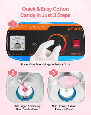 Electric Cotton Candy Machine, 1000W Electric Floss Maker With Cover, Commercial Cotton Candy Machine w/Stainless Steel Bowl & Sugar Scoop, Ideal for Home, Carnival, Birthday, Family Party, Blue