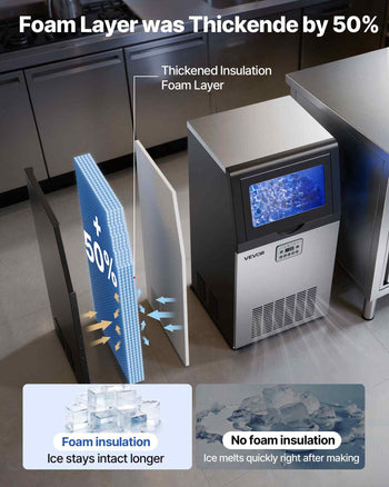 Commercial Ice Maker Machine with Pump, 100 lbs/24h with 30 lbs Storage Capacity, Built-in/Freestanding/Under Counter, Stainless Steel Ice Maker with LED Display & Self-Cleaning, for Home Bar