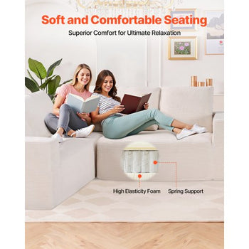 Modular Sectional Sofa, L Shaped Modular Sofa Deep Seat, Cloud Sectional Couch with High Rebound Sponge and Density, Upholstered Corduroy Couch with Cushion for Living Room, Bedroom, Beige