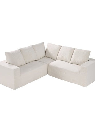 Modular Sectional Sofa, L Shaped Modular Sofa Deep Seat, Cloud Sectional Couch with High Rebound Sponge and Density, Upholstered Corduroy Couch with Cushion for Living Room, Bedroom, Beige