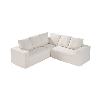Modular Sectional Sofa, L Shaped Modular Sofa Deep Seat, Cloud Sectional Couch with High Rebound Sponge and Density, Upholstered Corduroy Couch with Cushion for Living Room, Bedroom, Beige