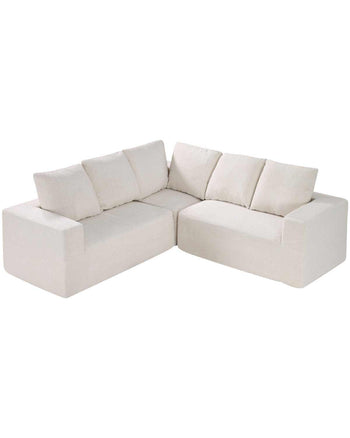Modular Sectional Sofa, L Shaped Modular Sofa Deep Seat, Cloud Sectional Couch with High Rebound Sponge and Density, Upholstered Corduroy Couch with Cushion for Living Room, Bedroom, Beige