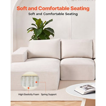 Modular Sectional Sofa, U Shaped Modular Sofa with Chaise, Cloud Sectional Couch with High Rebound Sponge and Density, Upholstered Corduroy Couch with Cushion for Living Room, Bedroom, Beige