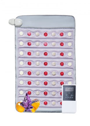 Far Infrared Heating Pad, Amethyst Heating Pad with Jade & Tourmaline Stones, 660nm Photon Light & Negative Ions, 103-159? Hot Gemstones Mat with 0-12 Hours Timer for Pain Relief (32" x 20")