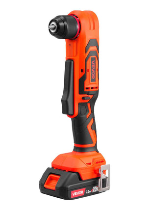 Right Angle Drill, 3/8 Inch Chuck, 90 Degree Cordless Right Angle Drill with Brushless Motor, Battery, Charger, and Belt Clip, Adjustable Speed, for Fastening and Loosening in Tight Spaces