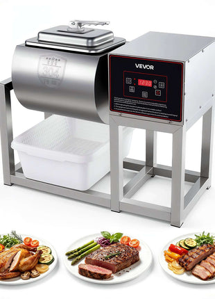 Commercial Meat Tumbler Marinator, 18L Tumbling Marinating Machine, for Chicken Steak Pork Restaurant, Stainless Steel Vacuum Curing Machine, with Bidirectional Rotation and Smart Control Panel