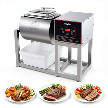 Commercial Meat Tumbler Marinator, 18L Tumbling Marinating Machine, for Chicken Steak Pork Restaurant, Stainless Steel Vacuum Curing Machine, with Bidirectional Rotation and Smart Control Panel