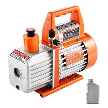 Vacuum Pump, 3.5 CFM 1/4 HP, HVAC Single Stage Rotary Vane AC Vacuum Pump, for R134a R22 R410a Systems, with Oil Bottle, 1720 PRM, for Automotive Air Conditioner Maintenance Resin Degassing