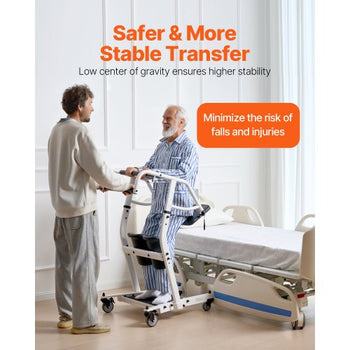 Stand Assist Patient Lift, Easy Sit-to-Stand Transfer Chair for Seniors Disabled - with Adjustable Knee Pads, PU Seat Pad & Lockable Wheels, 400 lbs Strong Capacity for Home Nursing Care