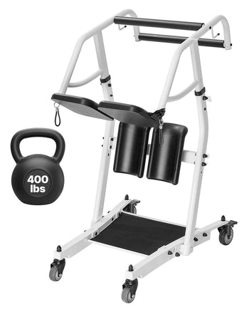 Stand Assist Patient Lift, Easy Sit-to-Stand Transfer Chair for Seniors Disabled - with Adjustable Knee Pads, PU Seat Pad & Lockable Wheels, 400 lbs Strong Capacity for Home Nursing Care