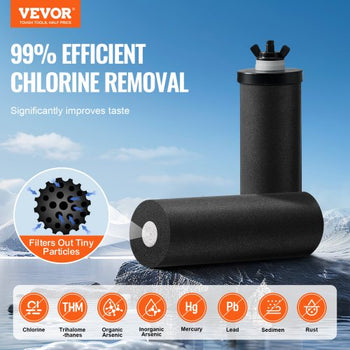 Gravity-fed Water Filter System, 2.25G 304 Stainless-Steel Countertop Water Filtration System, Reduces Lead and up to 99% of Chlorine, with 2 Carbon Filters/Spigot/Stand, for Home Camping RV