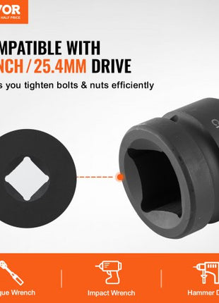 Axle Nut Impact Socket Set, 1" Drive 6-Point 9-Piece SAE Spindle Nut Socket Set, CR-MO Heat Treated Large Socket Set with Storage Case, for Auto Repair, Removing or Installing Axle Nuts