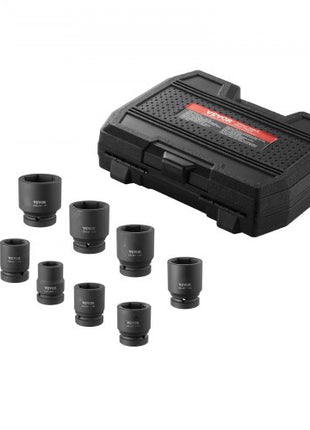 Axle Nut Impact Socket Set, 1" Drive 6-Point 9-Piece SAE Spindle Nut Socket Set, CR-MO Heat Treated Large Socket Set with Storage Case, for Auto Repair, Removing or Installing Axle Nuts