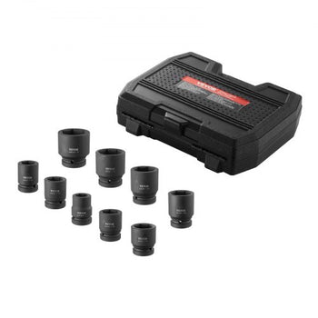 Axle Nut Impact Socket Set, 1" Drive 6-Point 9-Piece SAE Spindle Nut Socket Set, CR-MO Heat Treated Large Socket Set with Storage Case, for Auto Repair, Removing or Installing Axle Nuts