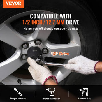 Spindle Nut Socket Tool Kit, 1/2 inch Drive 6 Piece Axle Hub Nut Socket Set, for Toyota, Ford, 4WD Vehicles and GM Vehicles, with Storage Case, Axle Spindle Nut Retainers Remover