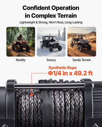 6000 lbs Electric Winch, 12V DC ATV/UTV Winch with Φ0.24 in x 49.2 ft Synthetic Rope, Wireless & Wired Remote Control, IP55 Waterproof, with Fairlead Mount Plate for Towing ATV UTV Off-Road