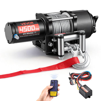 4500 lbs Electric Winch, 12V DC ATV/UTV Winch with Φ0.24 in x 39.4 ft Steel Wire Rope, Wireless & Wired Remote Control, IP54 Waterproof, Roller Fairlead Mount Plate for Towing ATV UTV Off-Road