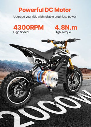 2000W Electric Brushless DC Motor Kit - 48V 4300rpm Motor with Upgraded Speed Controller for Go Karts E-Bike Motorcycle Scooter