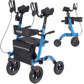 Rollator Walker with Seat for Seniors, Foldable Rolling Walker, Lightweight Aluminum Mobility Walking Aid with PU Solid Wheels, Adjustable Handle, Storage Bag, Cup/Cane Holder - Supports 300LBS