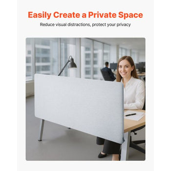 Desk Divider Privacy Panel, 60" x 24" Clamp-on Office Desk Partition, PET Cubicle Partition Panel, Workstation Privacy Divider with 2 C-Type Clamps for Office, Sturdy Room, Library