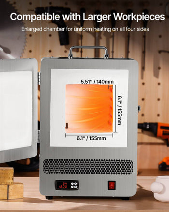 Tabletop Kiln Melter, 1500W Electric Kiln, 2192℉ Max Temperature, Stainless Steel, Programmable Gold Melting Furnace for Wax Casting, Clay DIY, Metal Tempering, Glazing on Pottery, Silver