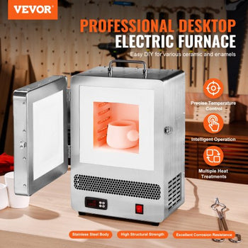 Tabletop Kiln Melter, 1500W Electric Kiln, 2192? Max Temperature, Precise Control, Stainless Steel, Gold Melting Furnace for Wax Casting, Clay DIY, Metal Tempering, Glazing on Pottery, Silver