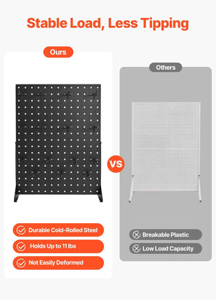 Pegboard Display Stand, 17 x 13 Inch Tabletop Pegboard Display Stand with 30 Hooks, Thickened Cold-Rolled Steel Peg Board Panel for Grocery, Retail Store and Jewelry Shop, Black (2 PCS)