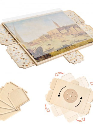 2000 Piece Rotating Puzzle Board with 5 Drawers and Cover, 40x29 in Portable Wooden Table, Jigsaw Puzzle Accessories for Adults, Puzzles Organizer Storage System, Birthday Gift for Mom
