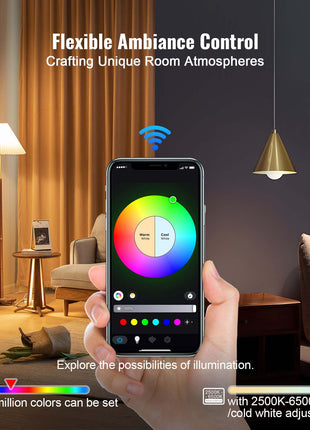 Smart Light Bulbs, 4-Pack, 9W Multicolor LED Bulbs, 800 Lumens with Smart Control Compatibility for Vera, Google Assistant, Amazon Alexa, iOS, Android, RGB Color Changing
