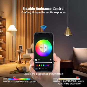 Smart Light Bulbs, 4-Pack, 9W Multicolor LED Bulbs, 800 Lumens with Smart Control Compatibility for Vera, Google Assistant, Amazon Alexa, iOS, Android, RGB Color Changing