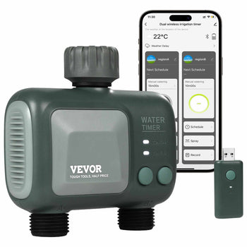WiFi Sprinkler Timer, 2 Outlets, Smart Hose Faucet Water Timer with Brass Inlet, APP Control via 2.4Ghz WiFi or Bluetooth, Voice Control with Alexa and Google Assistant, IPX6 for Yard Watering