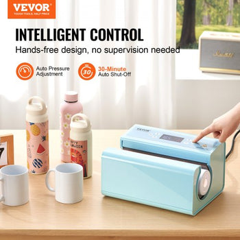 Auto Tumbler Heat Press Machine, Mug Heat Press for 11-30oz Sublimation Tumblers, Heat Up Fast and Even, Tumbler Press with Tape and Glove, Temp and Time Setting, for Tumblers, Cups, Mugs, Blue