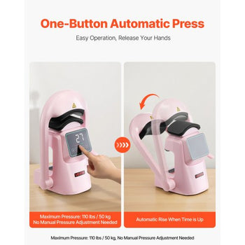 Auto Hat Heat Press Machine, with 2pcs Interchangeable Platens, Automatic Open and Release, Touchscreen for Precise Time and Temperature Control, Heat Transfer Printing for Caps, Hats, Pink