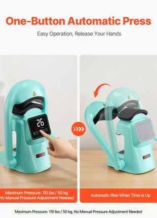 Auto Hat Heat Press Machine, with 2pcs Interchangeable Platens, Automatic Open and Release, Touchscreen for Precise Time and Temperature Control, Heat Transfer Printing for Caps, Hats, Green