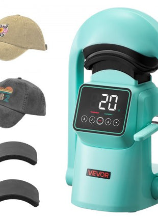 Auto Hat Heat Press Machine, with 2pcs Interchangeable Platens, Automatic Open and Release, Touchscreen for Precise Time and Temperature Control, Heat Transfer Printing for Caps, Hats, Green