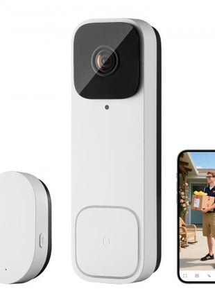 Video Doorbell, 2K Wireless Camera Ring Doorbell Works with 170° Ultra-Wide View, 2-Way Audio, Motion Detection & Night Vision, Supports Alexei & Google, Cloud Storage, Battery/Wired Powered