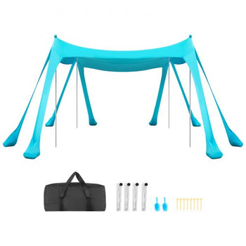 Beach Tent Sun Shelter, UPF50+ Sun Protection, 6.6 ft Tall, 10 x 10 ft, Easy Pop Up Beach Canopy with Sandbags, Stability Poles, Sand Shovels, Portable Shade for Family, Camping, Fishing, Green