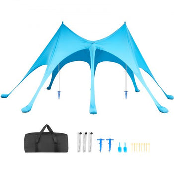 Beach Tent Sun Shelter, UPF50+ Sun Protection, 9.2 ft Tall, 20 x 13 ft, Easy Pop Up Beach Canopy with Sandbags, Stability Poles, Sand Shovels, Portable Shade for Family Outings, Camping, Fishing