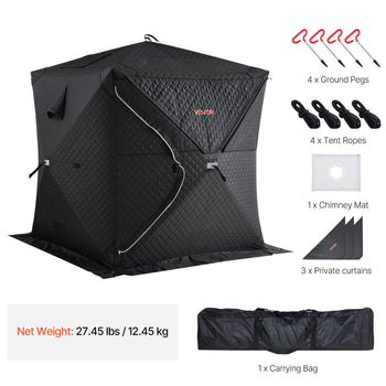 Outdoor Sauna Tent Pro, Portable Steam & Dry Sauna for 4 Persons, Heavy-Duty Oxford Cloth & Carbon Steel, Easy Setup for Camping, Backyard, or Home Gym,Easy Setup(Black)