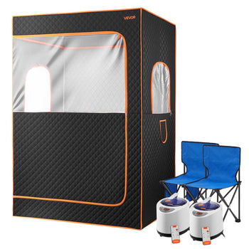 Upgraded Portable Steam Sauna for Home, 2 Person Full Body Home Spa Tent with Steamer & 2 Foldable Chairs & Remote & 2 Essential Oil Boxes,Heavy-Duty Stainless Steel Frame Sauna Box, (Black)