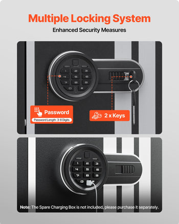 4 Gun Safe, Long Gun Cabinet for Rifles and Pistols, Quick Access Rifle Safe with 3 Ammo Slots and 2 Adjustable Racks, Large Digital Cabinet with Key and Password Lock