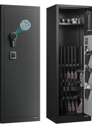 8-10 Gun Safe, Long Gun Cabinet for Rifles and Pistols, Quick Access Rifle Safe with 3 Pistol Pockets and Adjustable Racks, Large Digital Cabinet with Fingerprint and Password Lock