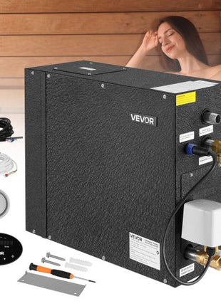 Steam Generator, 6 kW Steam Shower System with Controller for Home Sauna Bath Spa, Commercial Auto Drain Kit with Overheat, Dry-Run & Overpressure Protection, 10 Min to 24h Efficient, Black