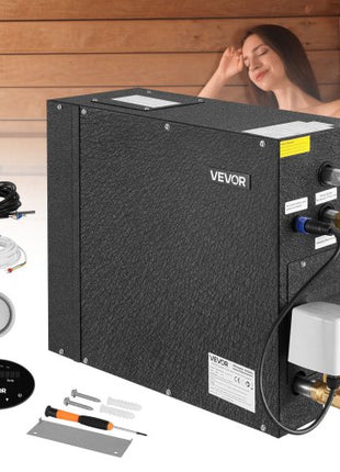 Steam Generator, 7.5 kW Steam Shower System with Controller for Home Sauna Bath Spa, Commercial Auto Drain Kit with Overheat, Dry-Run & Overpressure Protection, 10 Min to 24h Efficient, Black