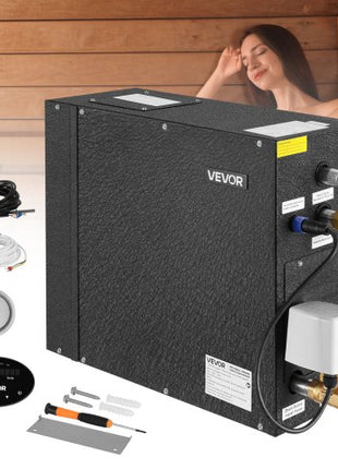 Steam Generator, 9 kW Steam Shower System with Controller for Home Sauna Bath Spa, Commercial Auto Drain Kit with Overheat, Dry-Run & Overpressure Protection, 10 Min to 24h Efficient, Black