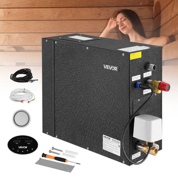 Steam Generator, 9 kW Steam Shower System with Controller for Home Sauna Bath Spa, Commercial Auto Drain Kit with Overheat, Dry-Run & Overpressure Protection, 10 Min to 24h Efficient, Black