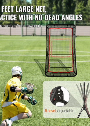 4x7 feet large black mesh training net for lacrosse, adjustable for various angles, perfect for outdoor practice.