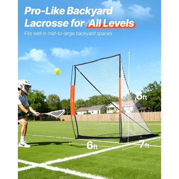 Lacrosse Goal, 6' x 6' Lacrosse Net, Portable Lacrosse Goal with Carry Bag, Fiberglass Rod Backyard Lacrosse Training Equipment, Easy Setup Collegiate Goal, Perfect for Youth Adult Training