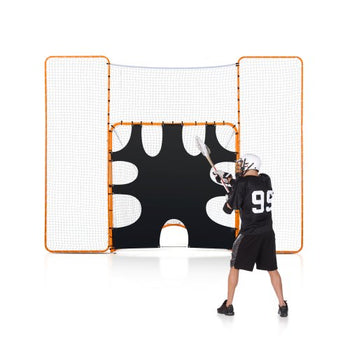 3-IN-1 Lacrosse Goal, 12x9 ft Lacrosse Net with Backstop and Target, Quick & Easy Setup Backyard Rebounder Equipment, Steel Frame Training Nets, Suitable for Youth Adult Training, Orange