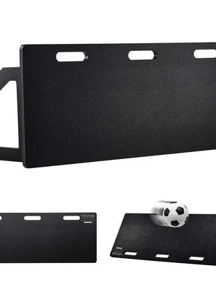 Black Vevor soccer goal target wall, made of durable plastic with multiple holes for skill training and practice.